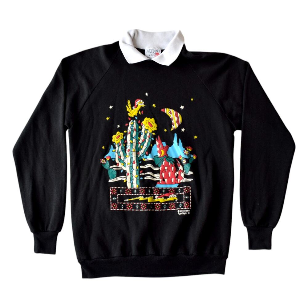 Vintage 90s Desert Night Sweatshirt - Cactus & Moon Graphic
